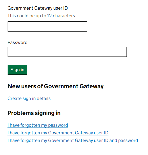 login hmrc gateway